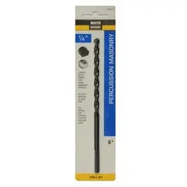 Percussion Masonry Drill Bit 1/4 x 6-Inch Deep Drilling Hard Materials Master Mechanic
