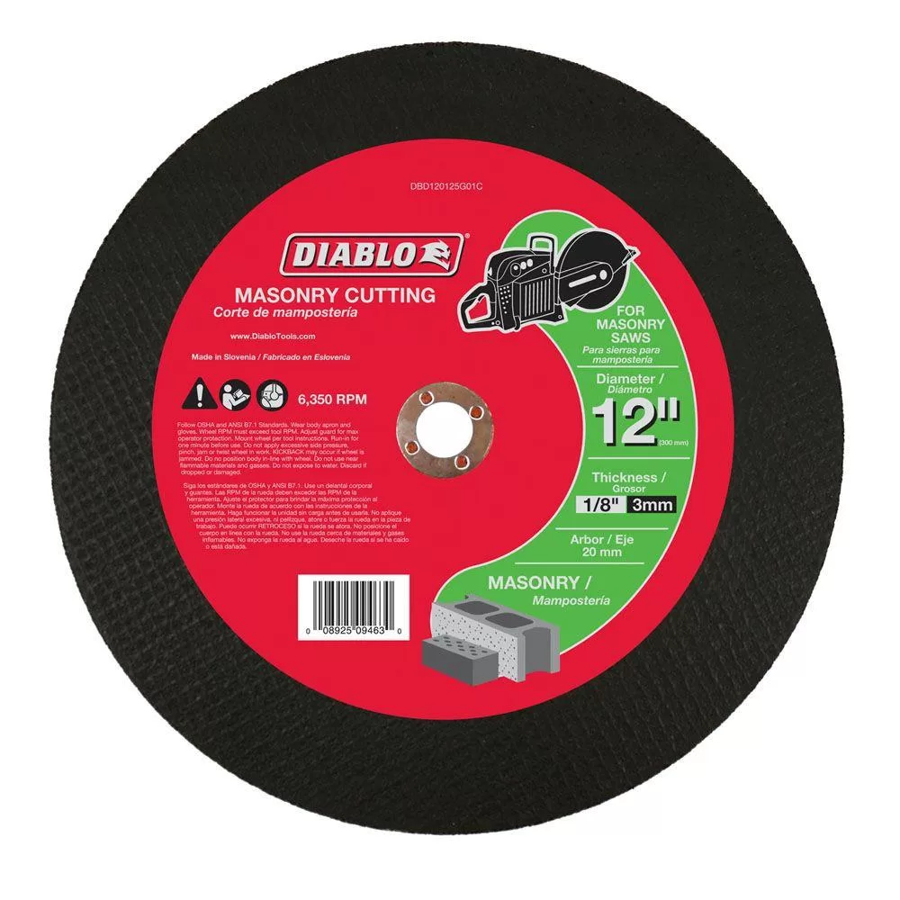 DIABLO 12 Inch Masonry High Speed Cut-Off Disc Concrete and Brick