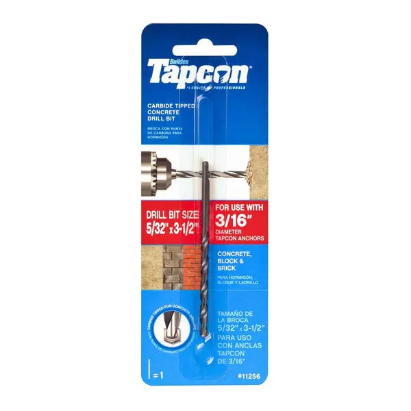 Tapcon 11256 Carbide-Tipped Concrete Drill Bit 5/32 x 3-1/2 Inches Masonry and Concrete