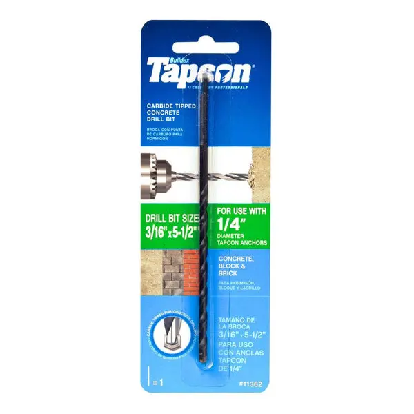 Tapcon 11362 Carbide-Tipped Concrete Drill Bit 3/16" x 5-1/2"