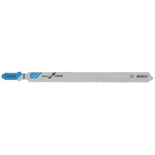 Bosch T318A Basic Metal HSS T-Shank Jig Saw Blades 24 TPI 5-1/4 Inch 5-Pack