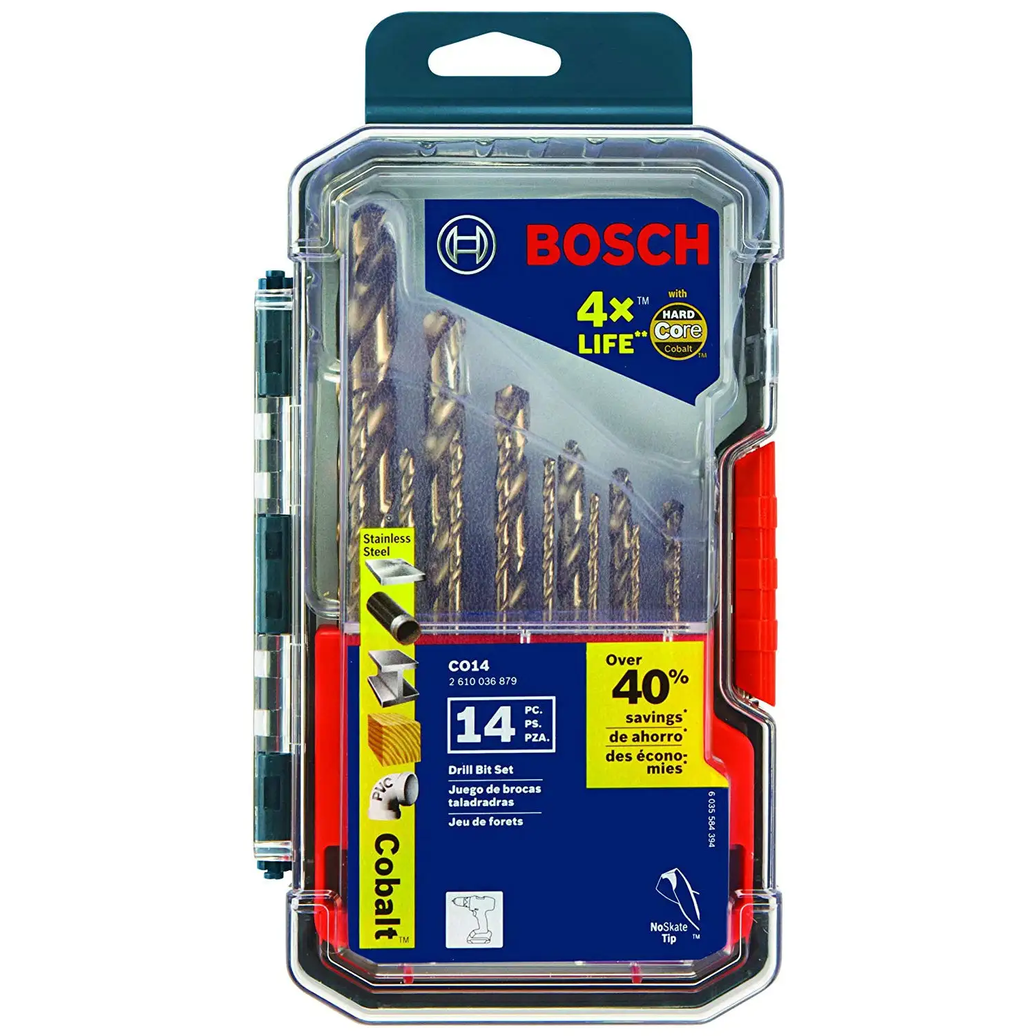 Bosch CO14 14-Piece Cobalt Metal Drill Bit Set Hard Materials