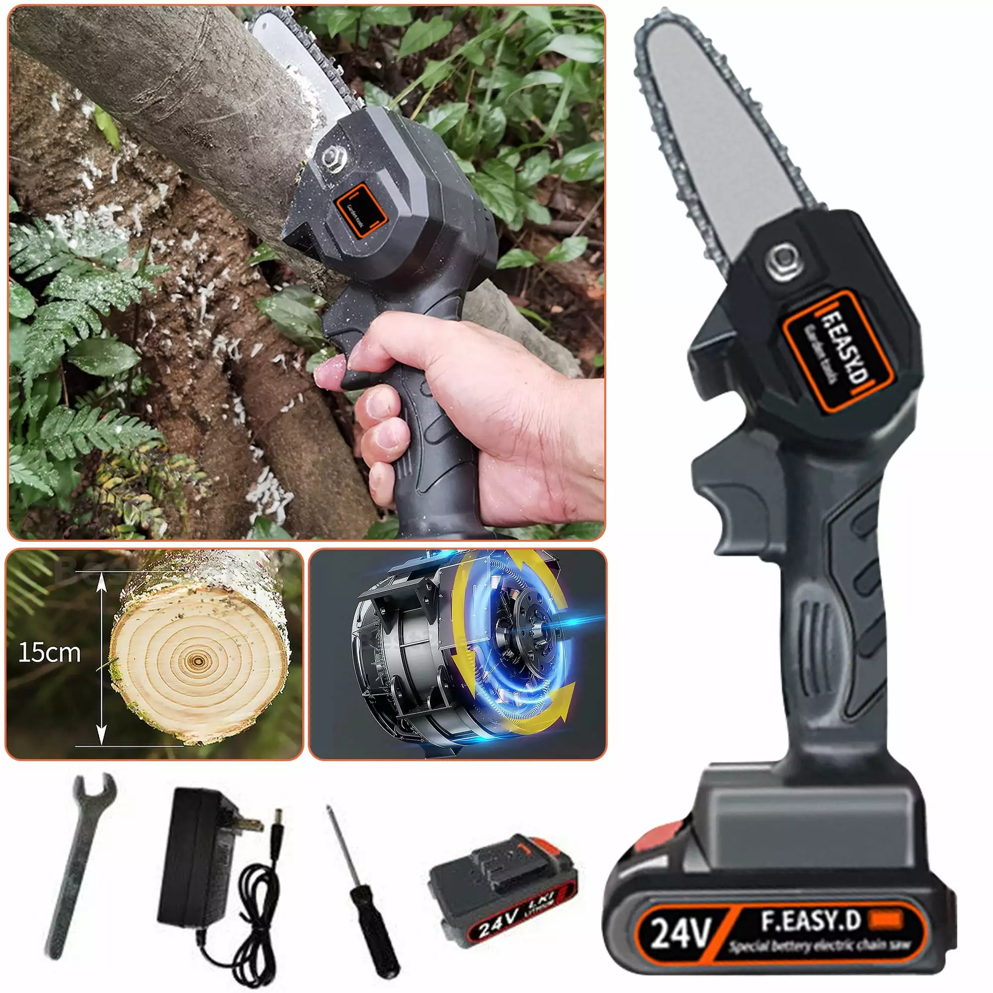 4 Inch Mini Chain Saw Cordless Chainsaw Battery One-Handed Electric Chain Saw NK DECORATION
