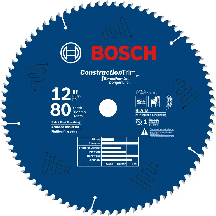 Bosch DCB1280 Construction Table and Miter Saw Blade 80 Tooth 12 Inch