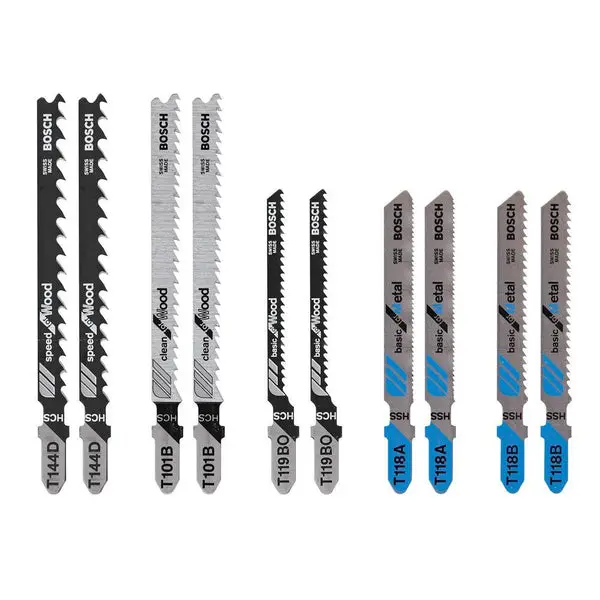 Bosch T5002 Wood and Metal Cutting T-Shank Jig Saw Blade Set 10-Piece