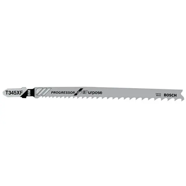 Bosch T345XF Progressor All-purpose T-Shank Jig Saw Blade 5-10 TPI 5-1/4 Inch 5-Pack