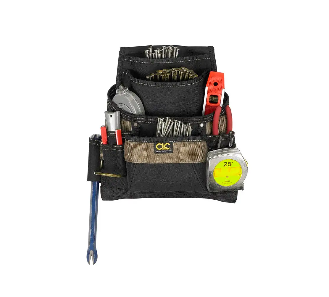 CLC 1620 Works Series Nail and Tool Bag Black Brown 11-Pocket