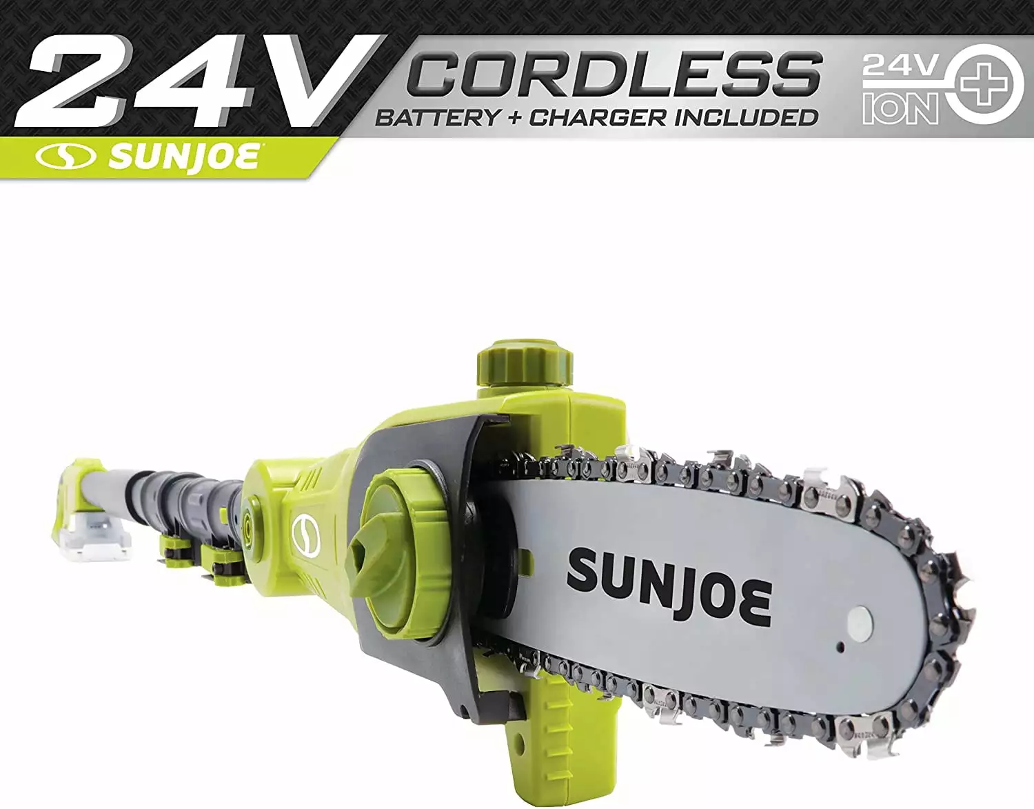 Pre-Owned Sun Joe 24V-PS8-CT 24-Volt iON+ Cordless Telescoping Pole Chainsaw Kit 8-Inch TOOL ONLY (Fair)