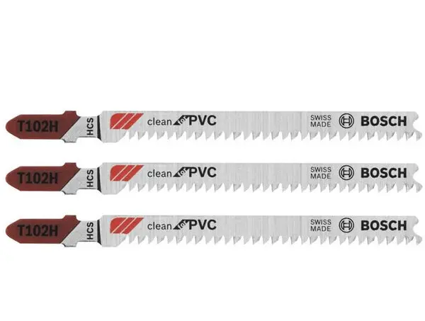 Bosch T102H Clean PVC T-Shank HCS Jig Saw Blades 10 TPI 3 Inch 3-Pack