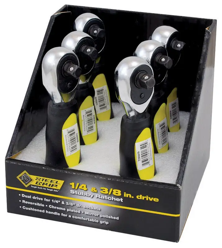 Steel Grip 1/4 and 3/8 . Drive Chrome Alloy Steel Ratchet Set 6 pc