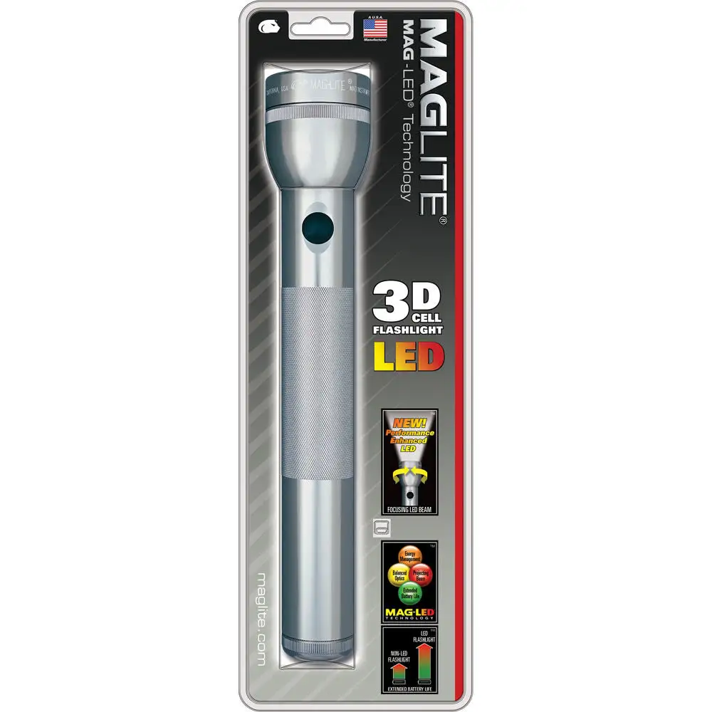 LED Rechargeable Flashlight Black - Bright Light Hardware Electrical Supplies Maglite