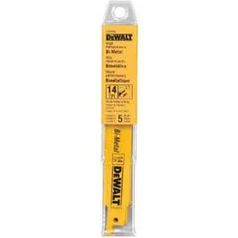 5-Pack 6-Inch 14-TPI Bi-Metal Reciprocating Saw Blades Dewalt