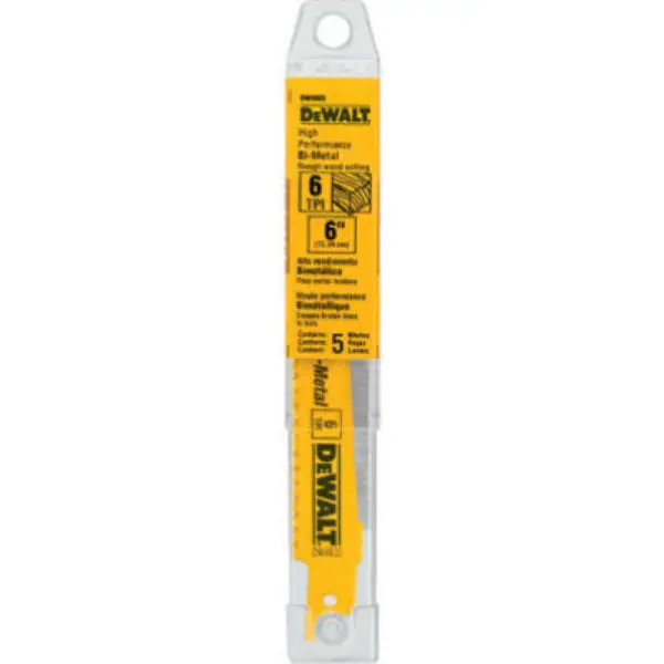 DeWalt DW4801 Taper Back Bi-Metal Reciprocating Saw Blades 3 TPI 6" 5-Pack