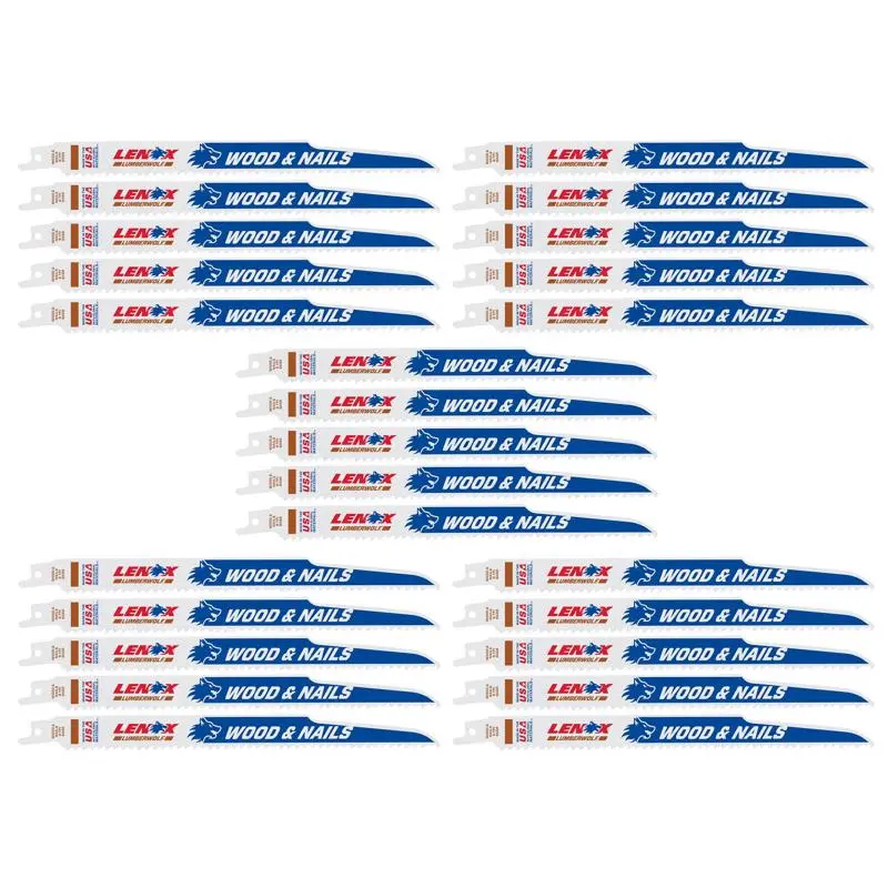 Lenox LUMBERWOLF 9 . Bi-Metal Reciprocating Saw Blade 6 TPI 25 pk
