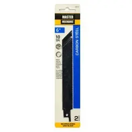 2-Pack 6-Inch 10-TPI Carbon Wood Cutting Reciprocating Saw Blades Master Mechanic