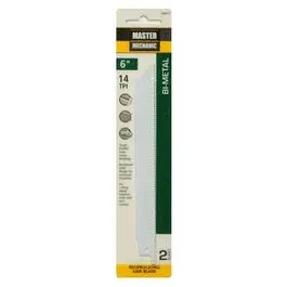6-Inch 14-TPI High-Speed Steel Reciprocating Saw Blades 2-Pack Metal Cutting Master Mechanic