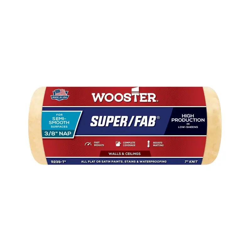 Wooster Super/Fab Fabric 3/8x7 Inch Paint Roller Cover Pack 12