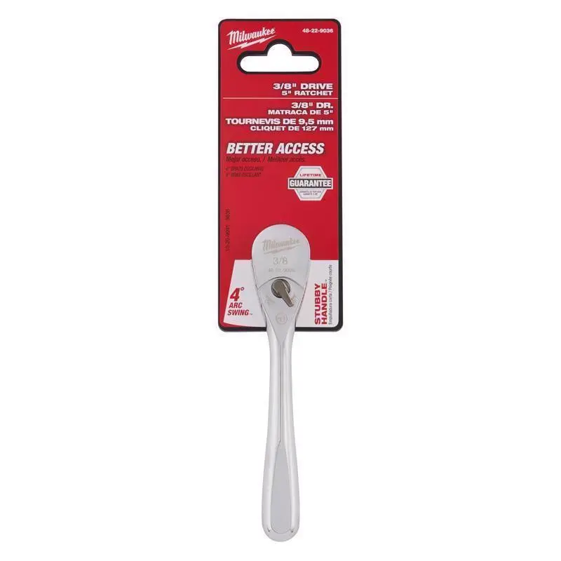 Milwaukee 3/8 Inch Drive SAE Ratchet 90 Tooth Professional Hand Tool