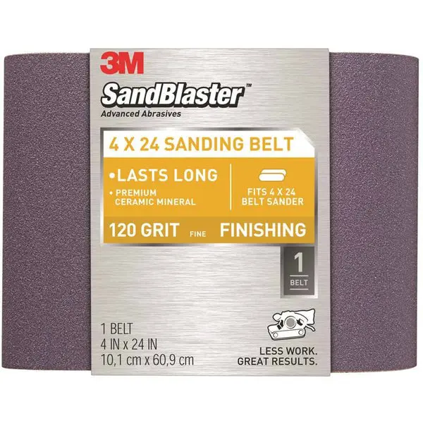 3M 9612 Sandblaster Resin Bond Power Sanding Belt 120 Grit Purple 4x24 Inch