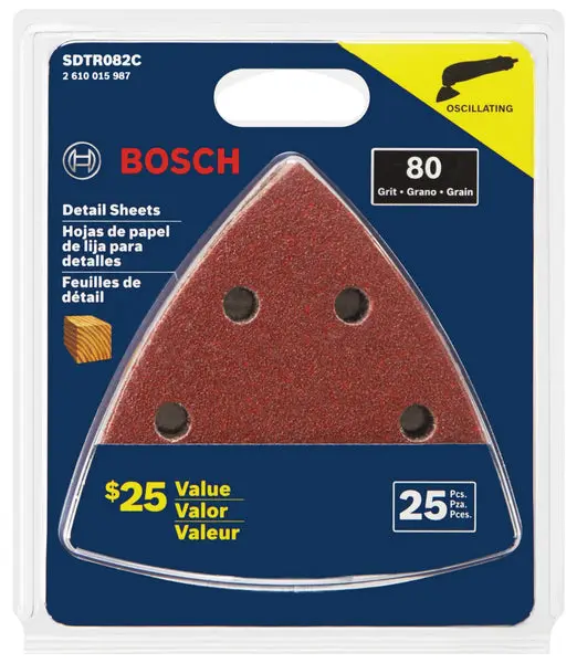 Bosch SDTR082C Detail Sanding Triangle 3-3/4 Inch Precision Sanding