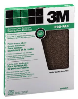 3M 99405 Medium 80 Grit 9" x 11" Pro-Pak Aluminum Oxide Sandpaper 25-Count