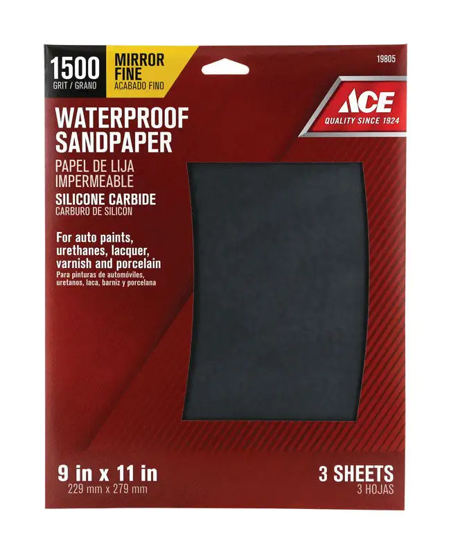 Ace 11 . L X 9 . W 100 Grit Aluminum Oxide Sandpaper 5 pk - Heavy Duty Sanding Sheets Wood and Metal