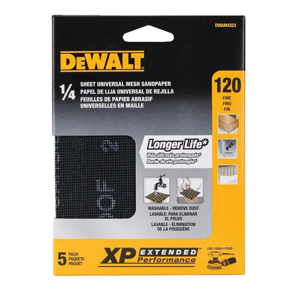 DeWalt DWAM4323 1/4-Inch 120 Grit Mesh Sheet Sand Paper Smooth Finishing