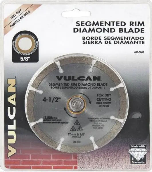 Vulcan 937421OR 4-1/2" Segmented Rim Diamond Blade Cutting
