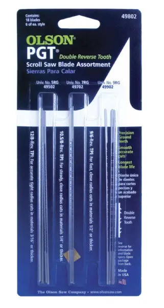Olson Saw PG49802 PGT Assortment Scroll Saw Blade Steel 5 Inch Set