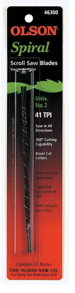 Olson Saw SP46300 Spiral Scroll Saw Blade 41 TPI 5 Inch Woodworking