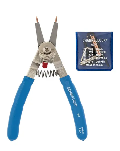 Channellock 927 Convertible Snap Ring Plier 5 Pairs Interchangeable Tips 8 Inch
