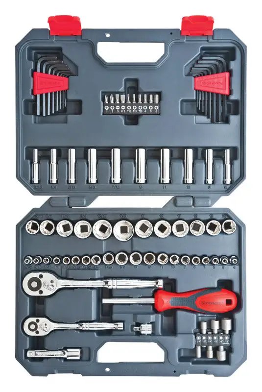Crescent 1/4 and 3/8 Inch Drive SAE/Metric 6 and 12 Point Socket Wrench Set 84 Piece