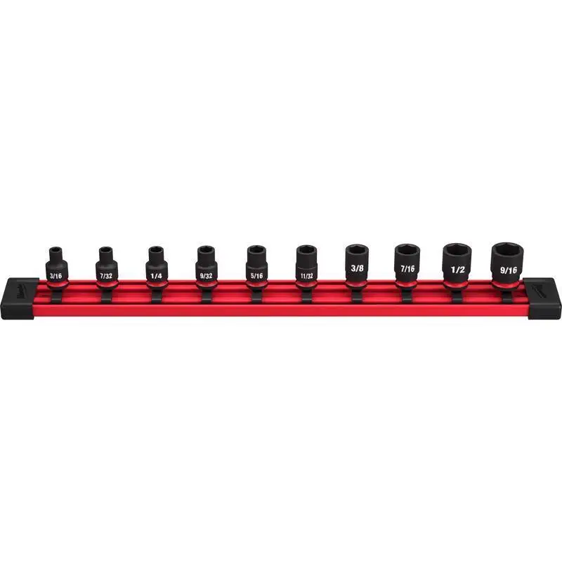 Milwaukee Shockwave 1/4 Drive SAE 6 Point Standard Shallow Socket Set 10 pc