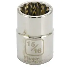 3/4-Inch Drive 15/16-Inch 12-Point Socket Heavy-Duty Applications Master Mechanic