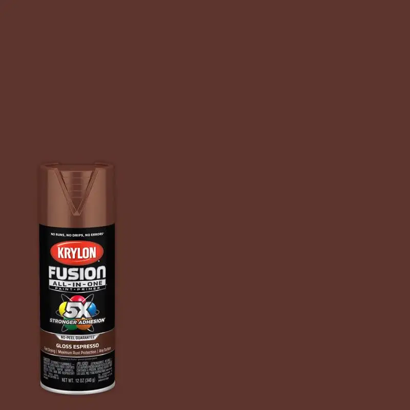 Krylon Fusion All--One Gloss Espresso Paint + Primer Spray Paint 12 oz Pack 6