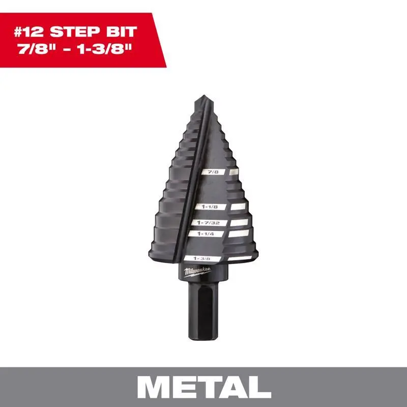 Milwaukee 7/8 - 1-3/8 Black Oxide Step Drill Bit 1 pk Multi-Size Hole Cutter