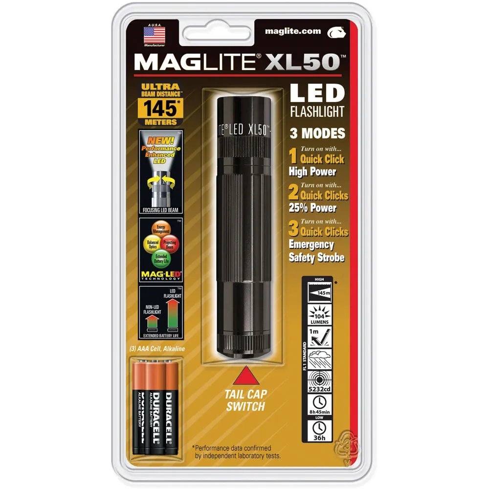 Tactical LED Flashlight Black - Durable Bright Light Electrical Parts & Supplies Maglite
