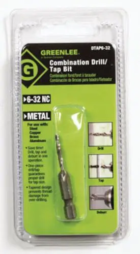 Greenlee DTAP6-32 One-Piece Drill/Tap Bit 6-32 Metalworking