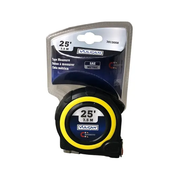 Vulcan 58-7.5X25- SAE Metric Tape Measure Nylon Coated 25 Foot Durable Measuring Tool