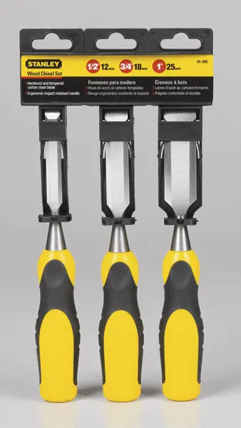 Stanley 16-300 Bi-Material Wood Chisel Set 3 Piece Carpentry and Woodworking