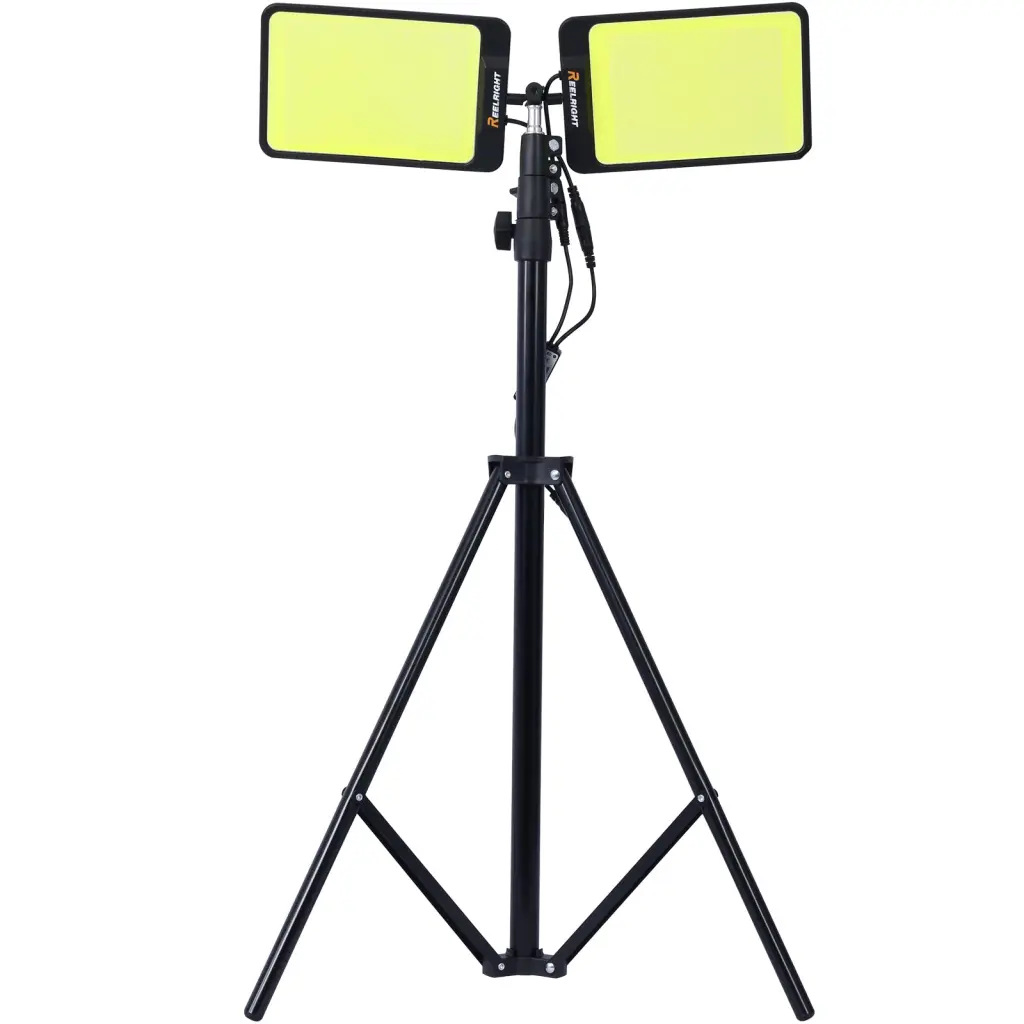 LED Work Light Stand 11200 Lumen Dual Head Tripod Lights Construction g-h