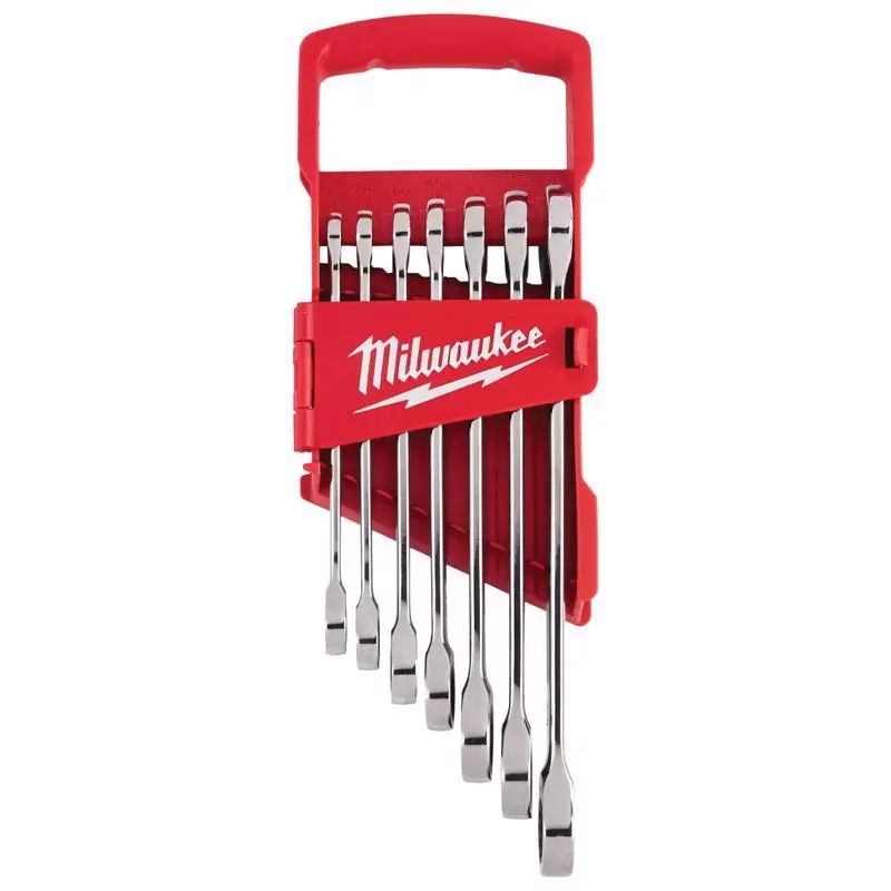 Milwaukee SAE Ratcheting Combination Wrench Set 12 . L 7 pc